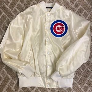 VINTAGE Sportsmaster Jacket Size LARGE Made in USA - BEIGE Chicago Cubs Team
